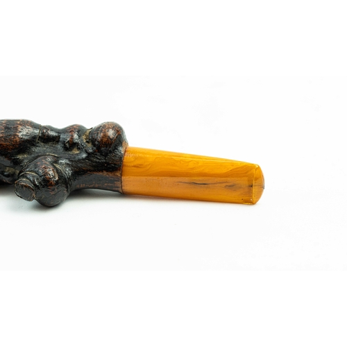 157 - AN OTTOMAN TOBACCO PIPE, 19TH CENTURY, OTTOMAN, ANATOLIA, With a decorative wooden part carved from ... 