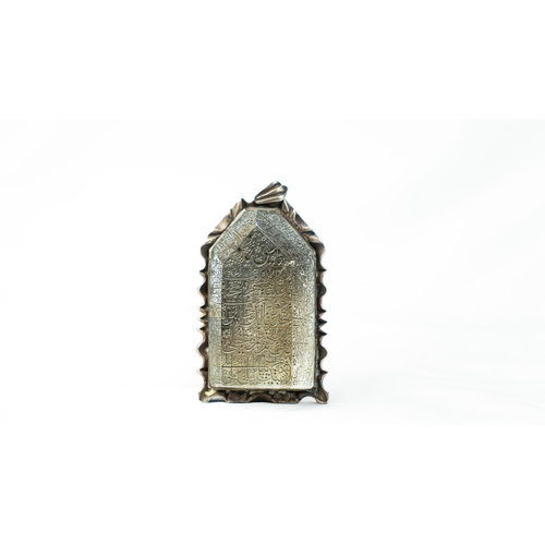 17 - AN ENGRAVED ROCK CRYSTAL PENDANT, IRAN, 20TH CENTURY Of tapered rectangular
 form, raised flat rock ... 