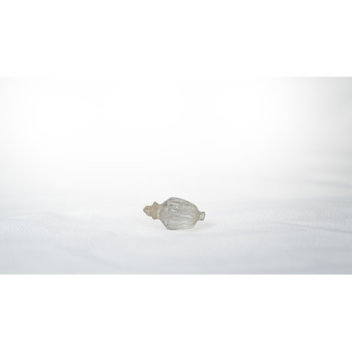 30 - A TRIO SET OF ROCK CRYSTAL OBJECTS
A Tiny Carved Rock 
Crystal, Probably A Part Of A Praying Beads, ... 