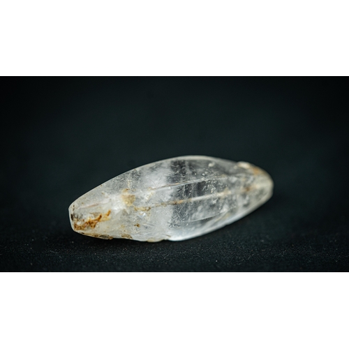 44 - ROCK CRYSTAL ELONGATED BEAD Of elongated cylinder form, tapering towards the ends, with a horizontal... 