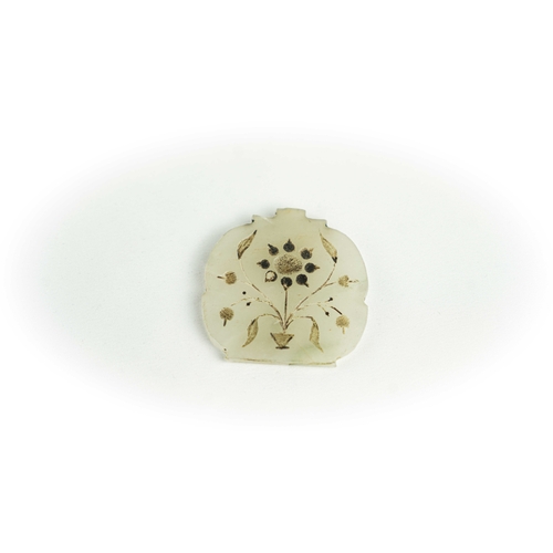 114 - A Mughal INDIAN JADE PENDANT,18TH CENTURY, Of rounded square form, in the centre with a flower risin... 