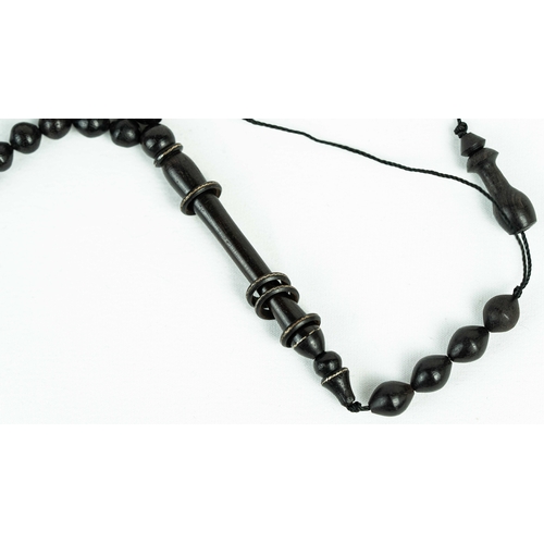 67 - AN EBONY DHIKIR PRAYER, INVOCATION BEADS 500+4 beads, 65 gr, approx. 170cm