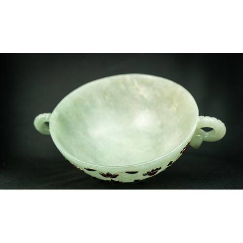 80 - A Mughal STYLE GREEN JADE BOWL, 18TH CENTURY, INDIA, Of deep rounded form supported by a short circu... 