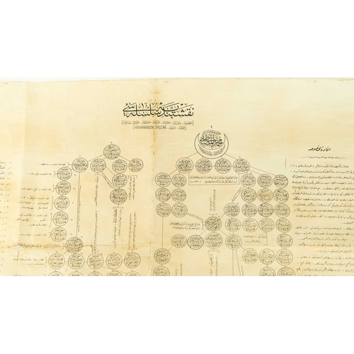 178 - AN OTTOMAN PRINTED GENEALOGICAL (SILSILENAME), 1926AD, School of Sufi teaching, Naqshbandi order, 
B... 