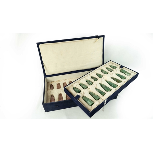 142 - A COMPLETE MARBLE CHESS SET OF MUGHAL CHESS PIECES, A complete set (32 pieces) of chess, beautifully... 