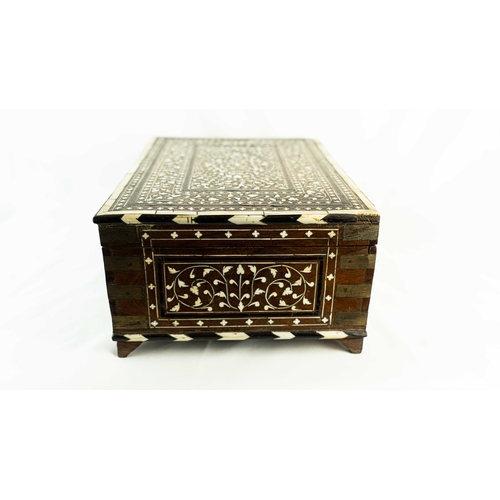 26 - AN ANGLO-INDIAN INLAID EBONY CALLIGRAPHY BOX, INDIA, 19TH CENTURY, Of rectangular form, a highly dec... 