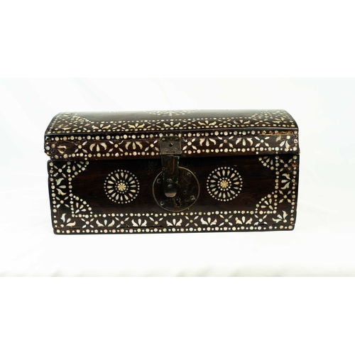 27 - A CARVED HARDWOOD MOTHER-OF-PEARL-INLAID CASKET GUJARAT, NORTH-WESTERN INDIA, 19TH CENTURY, Of recta... 