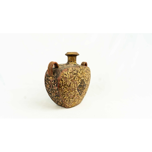 58 - PAPIER MACHE WATER FLASK, KASHMIR, NORTH INDIA, Of traditional form, with two rounded handles on the... 