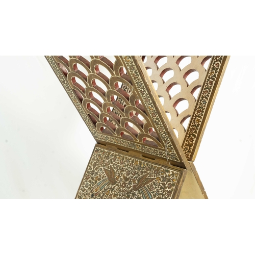 66 - A PAINTED AND GILDED QUR’AN STAND, KASHMIR, LATE 19TH CENTURY, Of typical folding form with two part... 