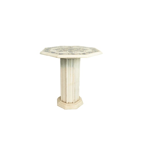 8 - AN INLAID MARBLE COFFEE TABLE, The table top of octagonal form, delicately inlaid with semi-precious... 