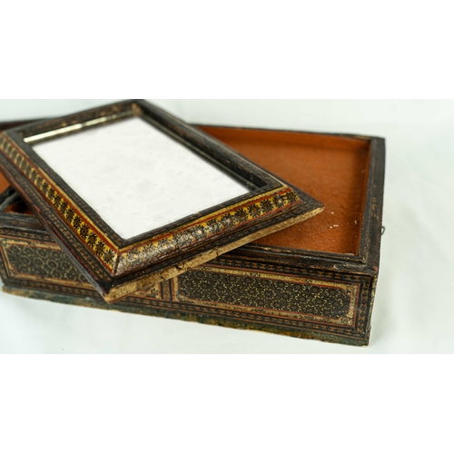 86 - MICRO-MOSAIC WOODEN BOX WITH MIRROR, Of rectangular shape, the exterior decorated with micro-mosaic ... 