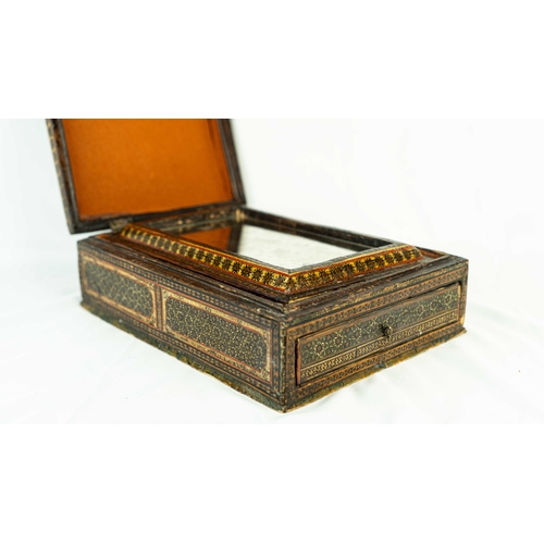 86 - MICRO-MOSAIC WOODEN BOX WITH MIRROR, Of rectangular shape, the exterior decorated with micro-mosaic ... 