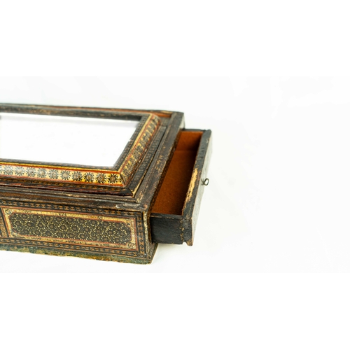 86 - MICRO-MOSAIC WOODEN BOX WITH MIRROR, Of rectangular shape, the exterior decorated with micro-mosaic ... 