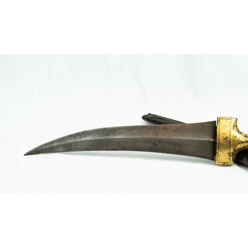 155 - A KHANJAR (DAGGER) WITH GOLD GILDED HILT AND SCABBARD INDIA, EARLY 20TH CENTURY, With a  watered-ste... 