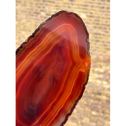 39 - AN AGATE, CARNELIAN CROSS-SECTION RESEMBLING A TREE, 
Of irregular in form, with Surah Ayat-al Kursi... 