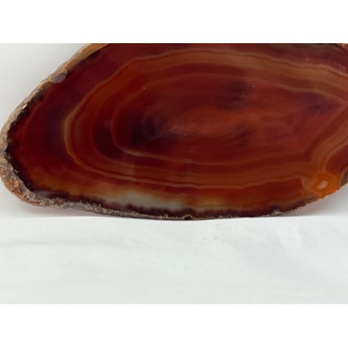 39 - AN AGATE, CARNELIAN CROSS-SECTION RESEMBLING A TREE, 
Of irregular in form, with Surah Ayat-al Kursi... 