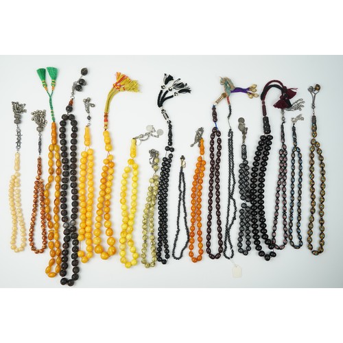 169 - Hand-made 150+ praying beads/rosary/tasbih, various forms, sizes, materials and counts, varrying mat... 