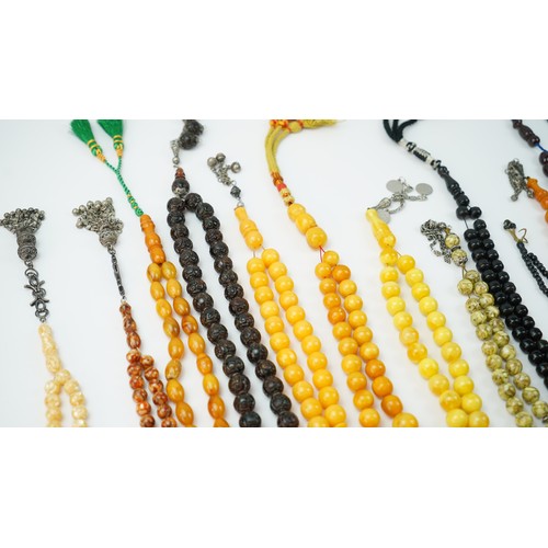 169 - Hand-made 150+ praying beads/rosary/tasbih, various forms, sizes, materials and counts, varrying mat... 