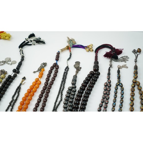 169 - Hand-made 150+ praying beads/rosary/tasbih, various forms, sizes, materials and counts, varrying mat... 