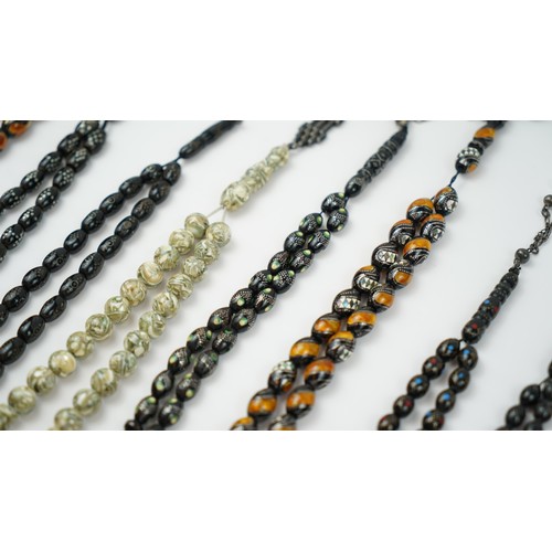 169 - Hand-made 150+ praying beads/rosary/tasbih, various forms, sizes, materials and counts, varrying mat... 