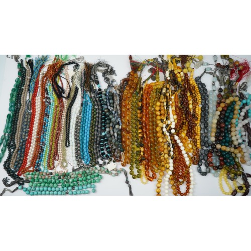 169 - Hand-made 150+ praying beads/rosary/tasbih, various forms, sizes, materials and counts, varrying mat... 