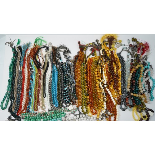 169 - Hand-made 150+ praying beads/rosary/tasbih, various forms, sizes, materials and counts, varrying mat... 