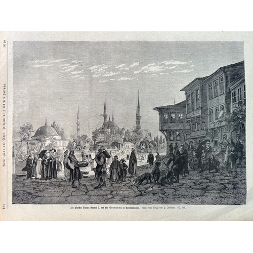 39 - THE MOSQUE 
OF SULTAN AHMED I AND STREET LIFE IN CONSTANTINOPLE, BY H. JERUCHAU, 1874
A print after
... 