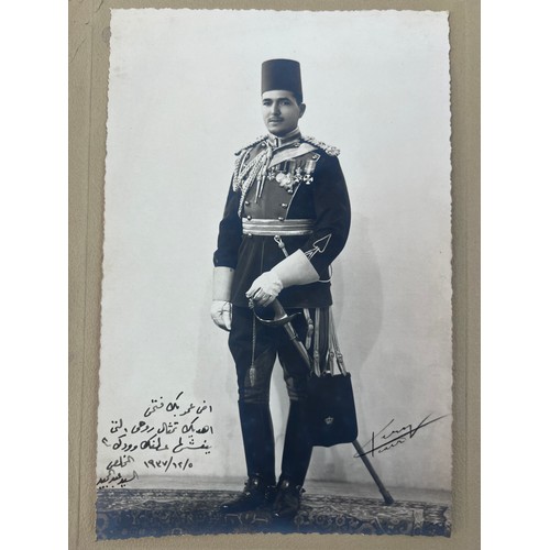 42 - TWO 
PHOTOGRAPHS OF AN OTTOMAN SOLDIER
Dedicated to 
his brother Omar, by Private Mr. Abdel Gaid 
12... 