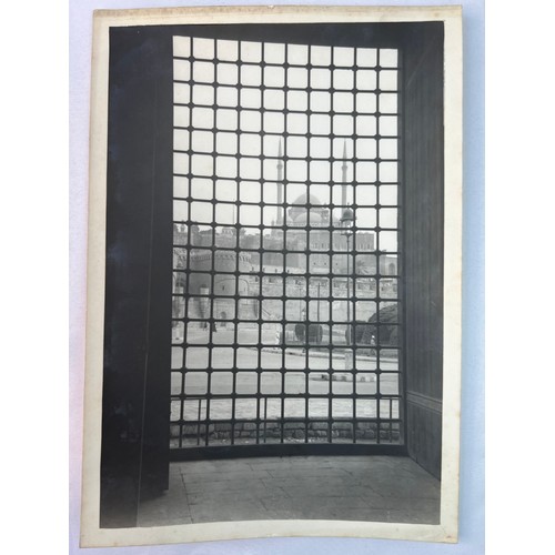 45 - TWO 
PHOTOGRAPHS OF CONSTANTINOPLE / ISTANBUL
View from
 a window 27.5 x 17cm
 Fountain in the court... 