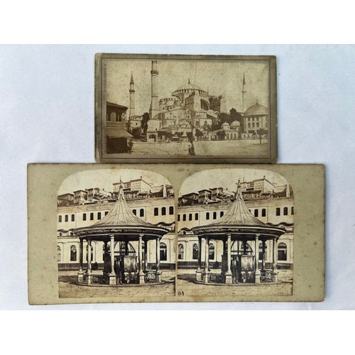 47 - TWO PHOTOGRAPHS 
OF CONSTANTINOPLE, A FOUNTAIN IN THE MOSQUE OF TOPHANE, PHOTOGRAPHER UNKNOWN, HAGIA... 