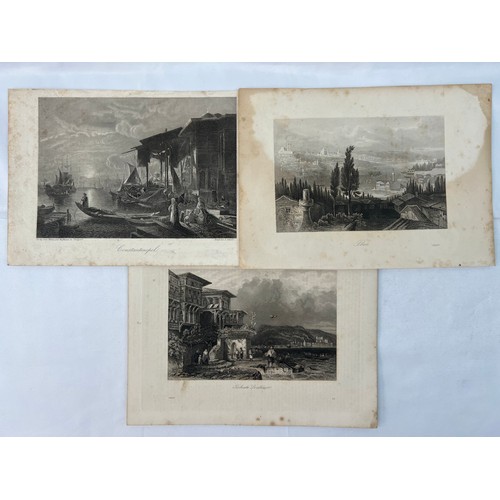 56 - 3 ENGRAVINGS 
OF CONSTANTINOPLE, OTTOMAN TURKEY, 19TH CENTURY
Türkische Landhäuser,
 Turkish Country... 