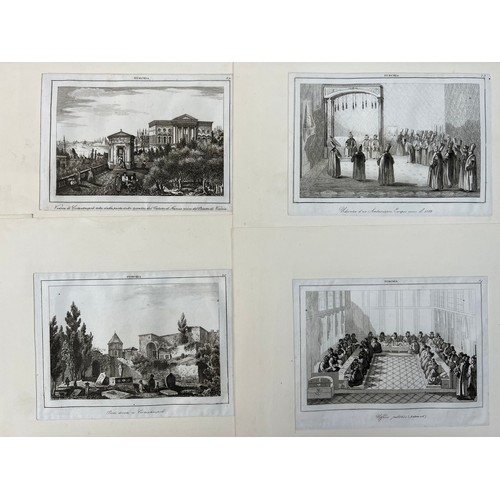 61 - 6 STEEL 
ENGRAVING PLATES ABOUT OTTOMAN TURKEY, LATE 19TH CENTURY 
All mounted, with Italian caption... 