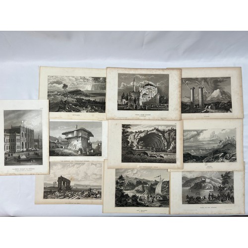 63 - 10 STEEL 
ENGRAVING PLATES FROM MEYERS UNIVERSUM, FROM THE ART INSTITUTE OF THE LIBRARY IN HILDBH, 1... 