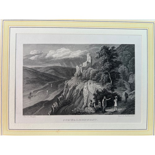 65 - THREE 
STEEL ENGRAVINGS 
“Schwalbennest”,
 Swallow's Nest. Steel engraving by L. Hoffmeister after L... 