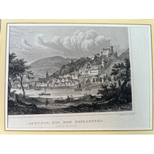 66 - 4 STEEL
 ENGRAVINGS OF NECKAR
“Parthie 
aus dem Neckarthal” / Part of the Neckar Valley, two steel e... 