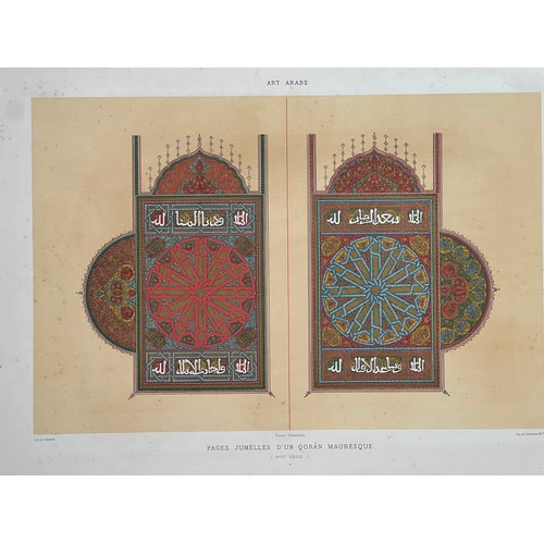 153 - A LITHOGRAPH PLAQUE
Pages Jumelles D’un Qur’an Mauresque 18th Century.   Lithographed by Daumont Col... 