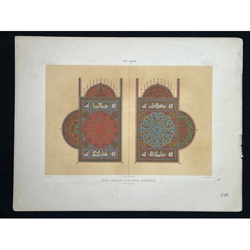 153 - A LITHOGRAPH PLAQUE
Pages Jumelles D’un Qur’an Mauresque 18th Century.   Lithographed by Daumont Col... 