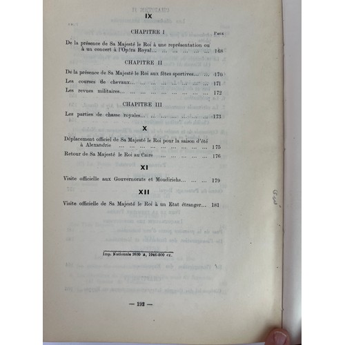 183 - A PRINTED BOOK IN FRENCH
ROYAUME D’EGYPTE
CABINET DU GRAND CHAMBELLAN
PROTOCOLE
QAIRO, 1947.   First... 