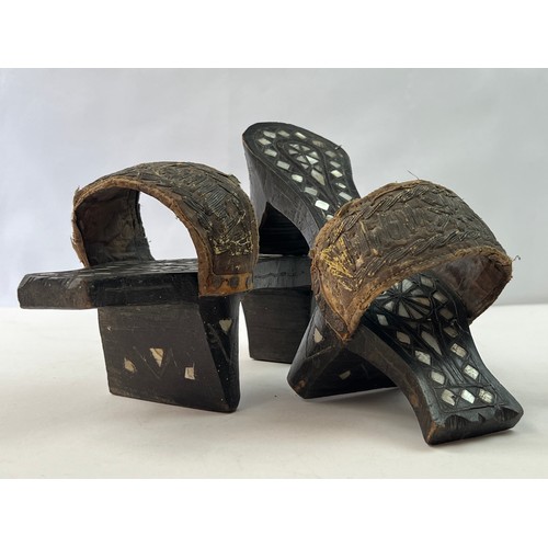 29 - A PAIR OF OTTOMAN WOODEN HAMMAM SLIPPERS, OTTOMAN TURKEY

58Of typical shape, the wood carved with m... 