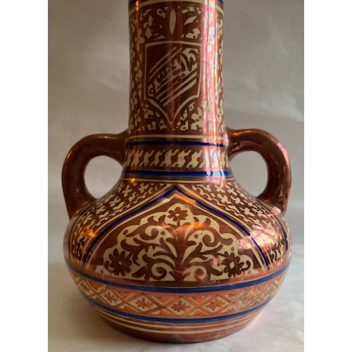 85 - AN HISPANO-MORESQUE STYLE LUSTRED EARTHENWARE VASE (ALBARELLI), EUROPE, 19TH CENTURY
Of baluster for... 