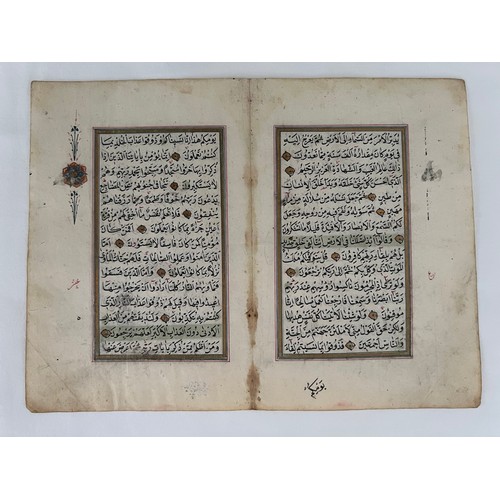 101 - A BIFOLIO FROM AN OTTOMAN QUR’AN, OTTOMAN TURKEY,  18TH-19TH CENTURY,
Arabic manuscript on paper, ea... 