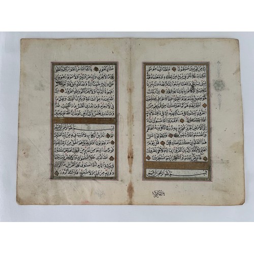 101 - A BIFOLIO FROM AN OTTOMAN QUR’AN, OTTOMAN TURKEY,  18TH-19TH CENTURY,
Arabic manuscript on paper, ea... 