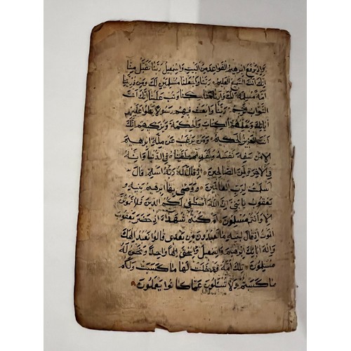 126 - A QUR’AN BIFOLIO, INDIA, 19TH CENTURY
Arabic manuscript on paper, 15ll. of black  curved naskh Bihar... 