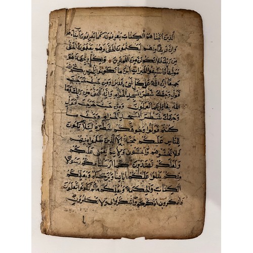 126 - A QUR’AN BIFOLIO, INDIA, 19TH CENTURY
Arabic manuscript on paper, 15ll. of black  curved naskh Bihar... 