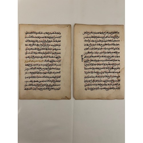 138 - TWO FOLIOS FROM A MAGHRIBI QURAN, NORTH AFRICA, 19TH CENTURY
Arabic manuscript on paper, 15ll. of bl... 