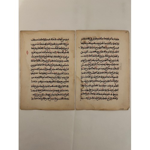 138 - TWO FOLIOS FROM A MAGHRIBI QURAN, NORTH AFRICA, 19TH CENTURY
Arabic manuscript on paper, 15ll. of bl... 