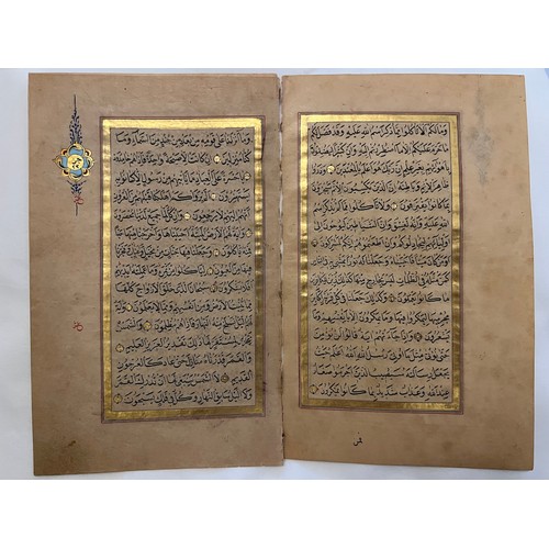 140 - 3 FOLIOS FROM AN OTTOMAN QURAN, OTTOMAN TURKEY, 19TH CENTURY 

Arabic manuscript on burnished paper,... 