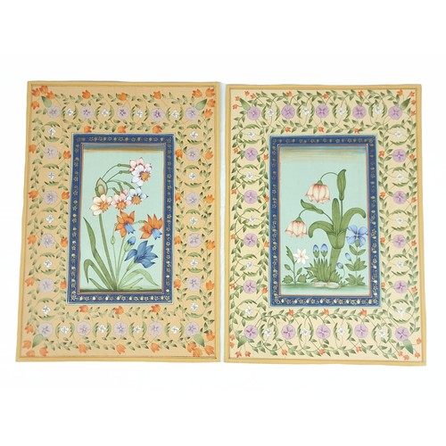 149 - A PAIR OF MUGHAL STYLE FLOWER PICTURES, EARLY 20TH CENTURY, INDIA
Of vertical composition goache on ... 