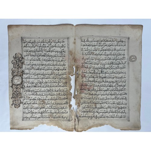 58 - A BIFOLIO FROM A SUDANESE QURAN, SUB-SAHARAN, NIGER, CHAD, 19TH CENTURY 

Arabic manuscript on paper... 