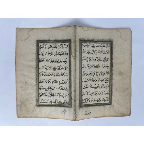 59 - A BIFOLIO FORM AN OTTOMAN QURAN, OTTOMAN TURKEY, 19TH CENTURY 

Arabic manuscript on paper, 9ll of b... 